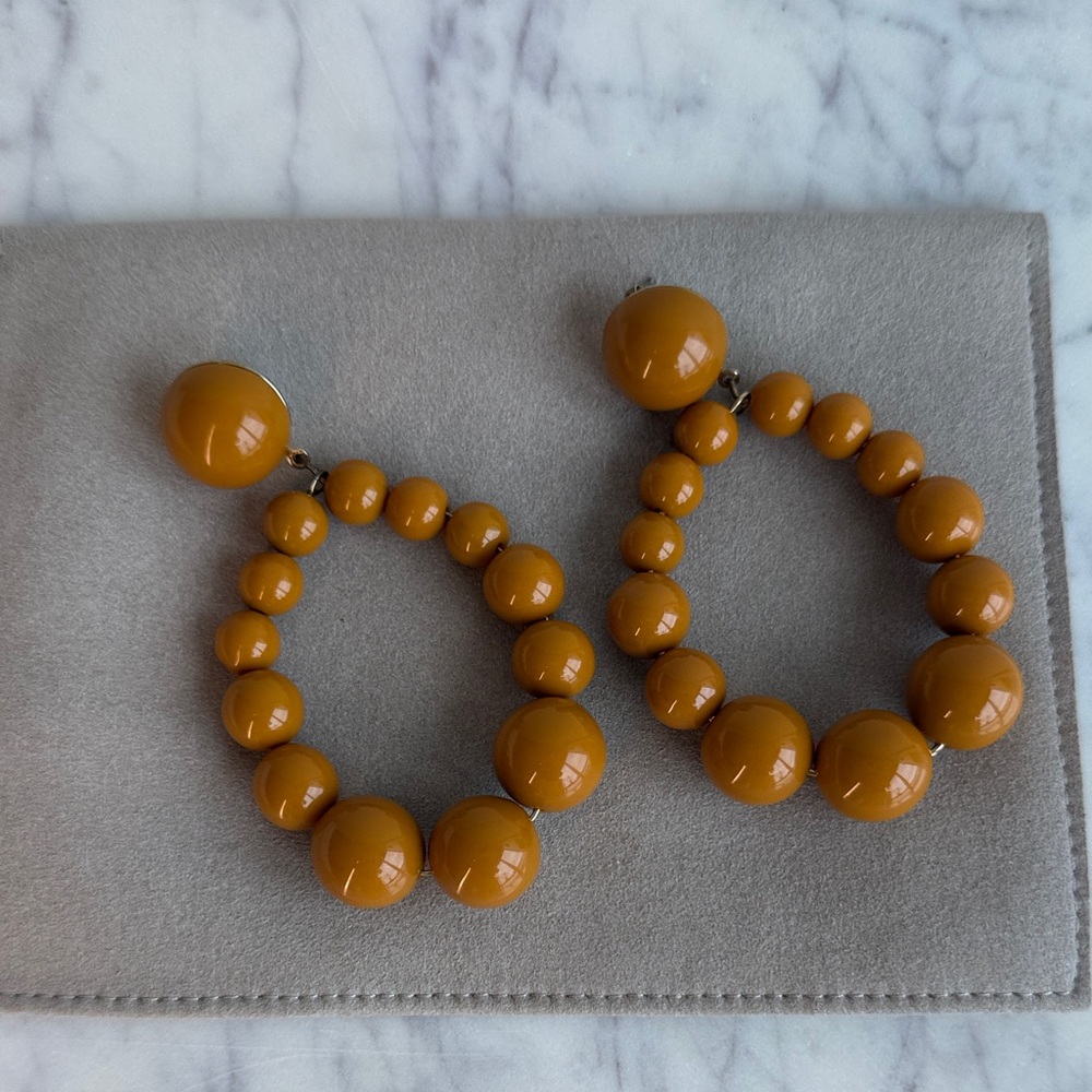 Sezane Mustard Yellow Beaded Earrings